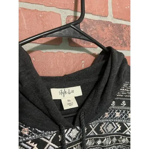 Style & Co Heather Grey Embroidered Hoodie - Size XL - Picture 3 of 6